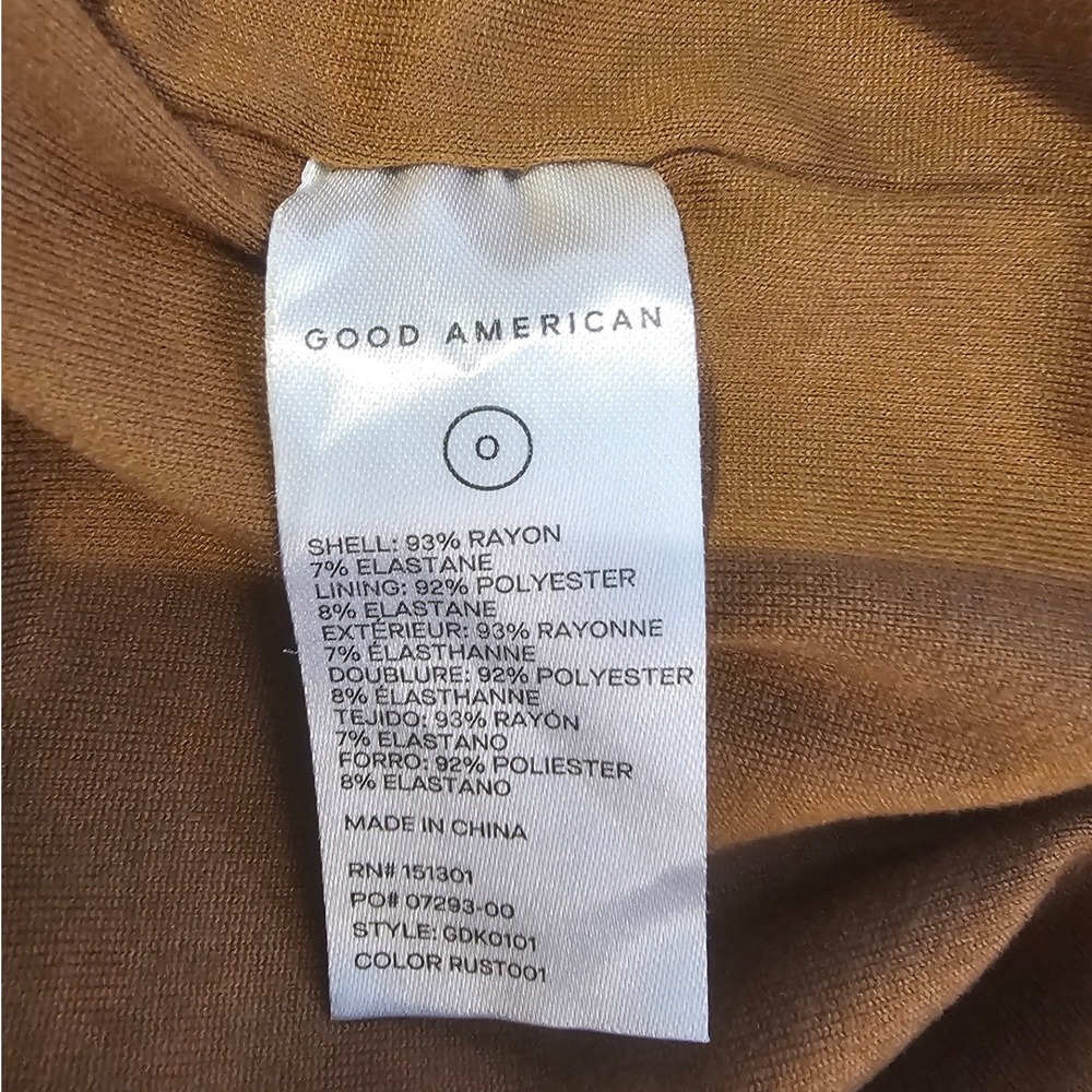 Good American Essential Maxi Dress Brown Square Neck GDK0101 Womens Size 0 - Picture 6 of 8